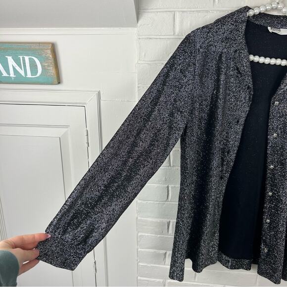 Vintage Montgomery Ward Silver Sparkle Button Down Shirt + Tank Set - Picture 8 of 11